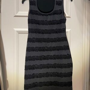 Elegant Black and Gray Lace Mini Dress